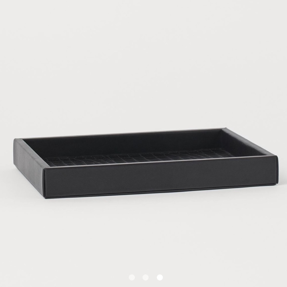 H&M black faux leather tray . New.